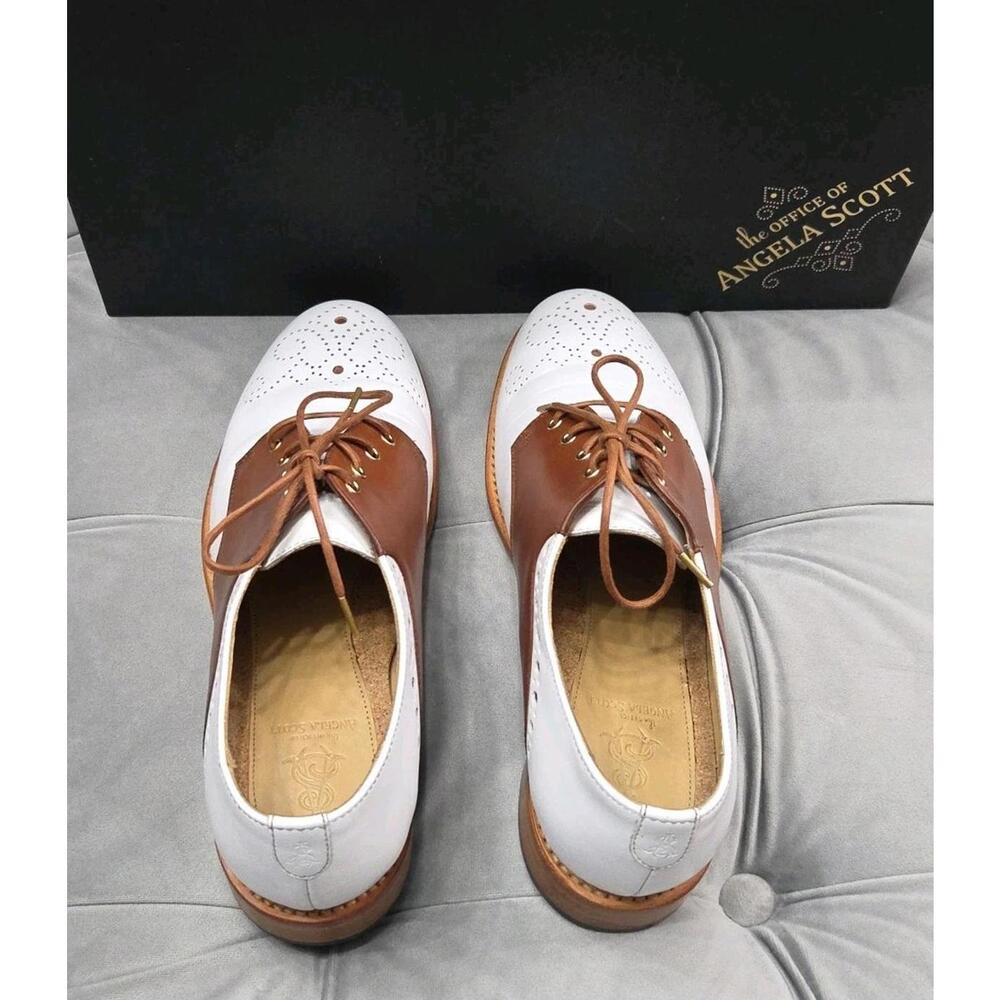 The Office of Angela Scott Ms. Presley White Oxfords Leather Womens Shoes 39 9 - Picture 9 of 16